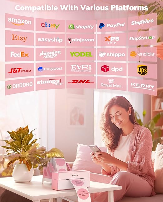 MUNBYN Bluetooth Thermal Label Printer, 4x6 Shipping Label Printer for Shipping Packages, Compatible with iOS, Android, PC, Mac, Chrome OS, Etsy, Ebay, Shopify, Amazon, USPS and More-DeskLoop Office