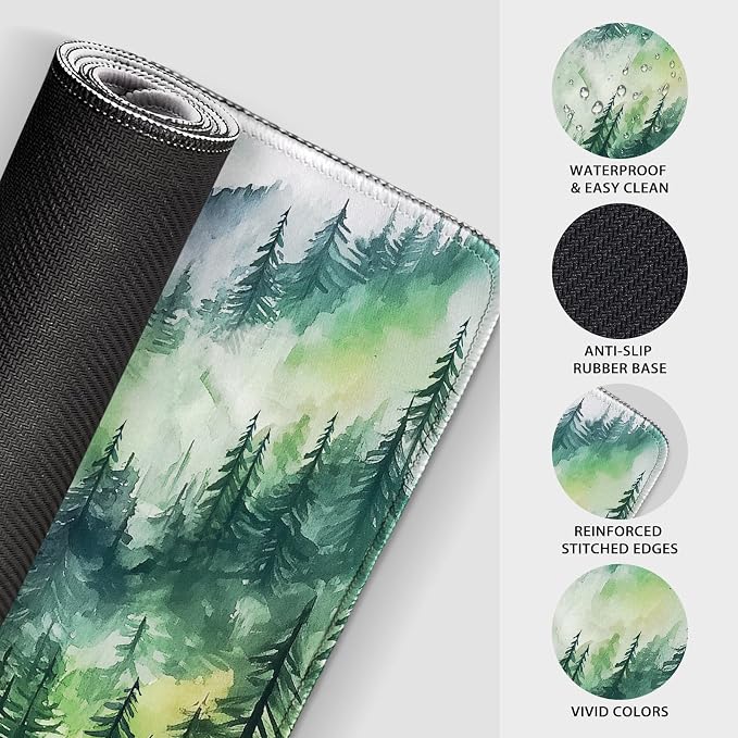 Misty Forest Mountain Large Gaming Mouse Pad 31.5"x15.7"｜XXL Desk Mat, Non-Slip - Image 6
