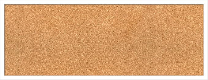 Amanti Art Natural Cork Board for Wall, 15x39 Vision Board with White Frame, Medium Corkboard Office Decor for Home Organization, Modern Corkboard Pinboard to Display Items for Home Organization in-DeskLoop Office