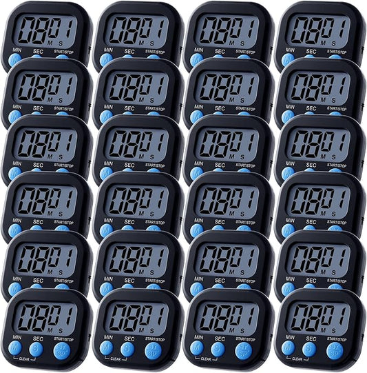 Leumoi 24 Pcs Digital Kitchen Timers Magnetic Back Timers Bulk Large Screen by Leumoi