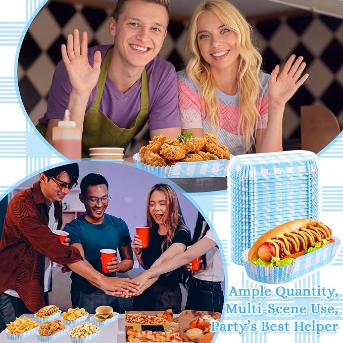 Yinkin 300 Pcs Paper Hot Dog Trays Valentine's Day 6 Inch Food Trays Concession - Image 6