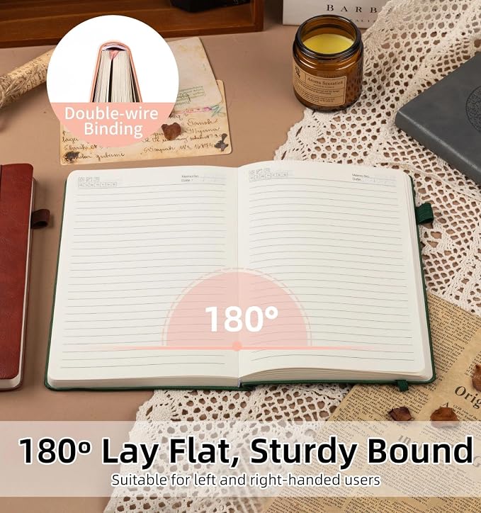 Lined Journal Notebook, A5 Leather Vintage Journals - Image 6
