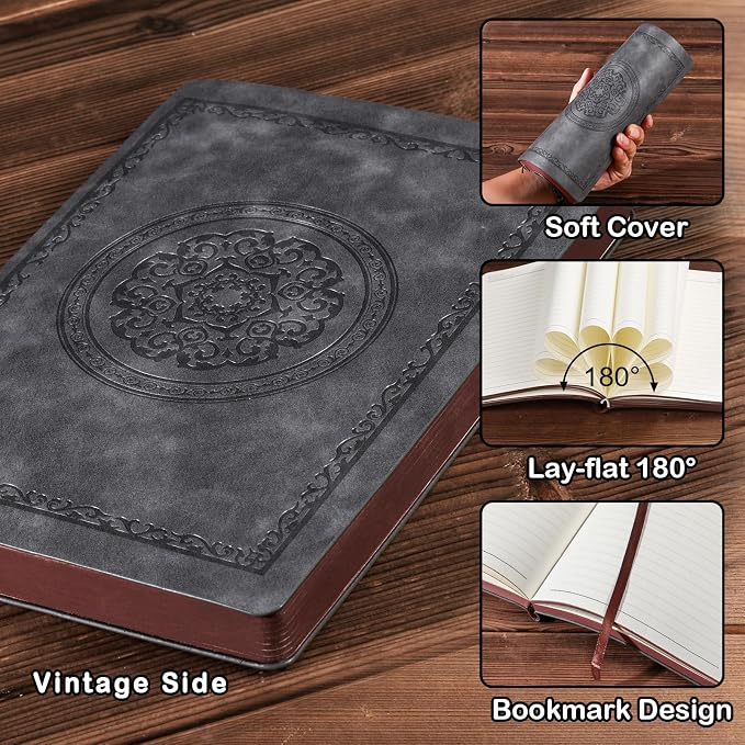 Fetinar 2026 Leather Vintage Journal Notebook, 300 Pages, Leather Softcover - Image 4