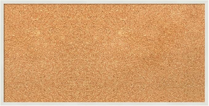 Amanti Art Natural Cork Board for Wall, 13x25 Vision Board with White Frame, Small Corkboard Office Decor for Home Organization, Modern Corkboard Pinboard to Display Items for Home Organization in-DeskLoop Office