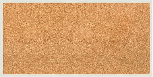 Amanti Art Natural Cork Board for Wall, 13x25 Vision Board with White Frame, Small Corkboard Office Decor for Home Organization, Modern Corkboard Pinboard to Display Items for Home Organization in-DeskLoop Office