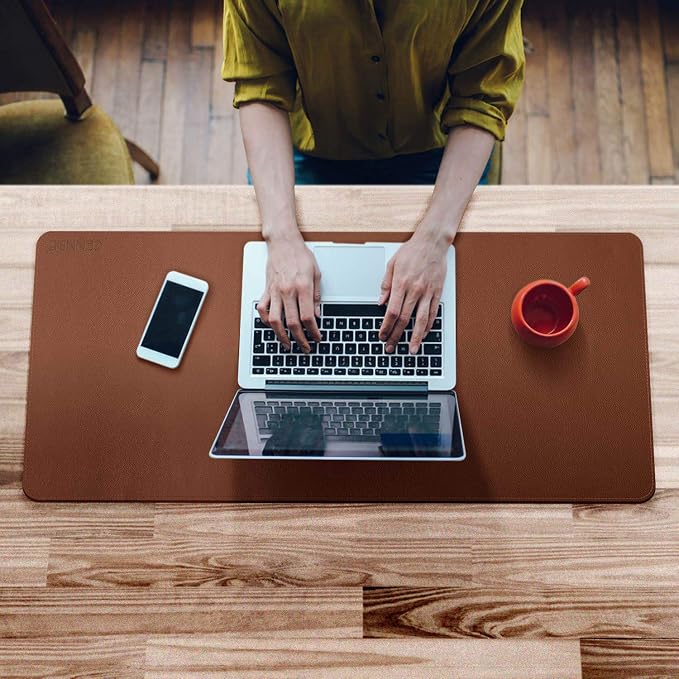 CENNBIE Leather Desk Mat 39.3"x19.6", Extra Large Desk pad, Large Office - Image 2