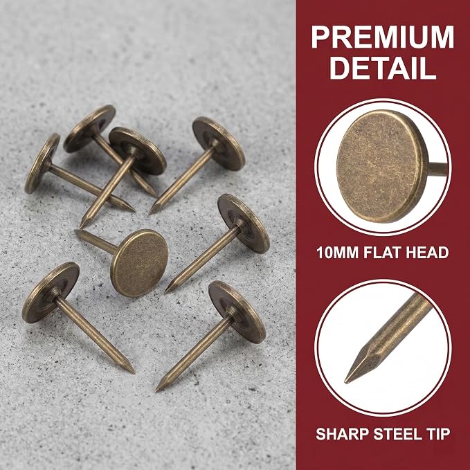 HINZIC 100pcs Flat Head Thumb Tacks, Heavy Duty Metal Push Pins Thumb Tacks - Image 3