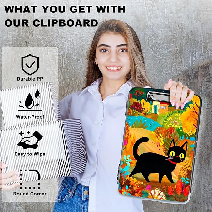 Black Cat in Autumn A4 Clipboard - Image 2
