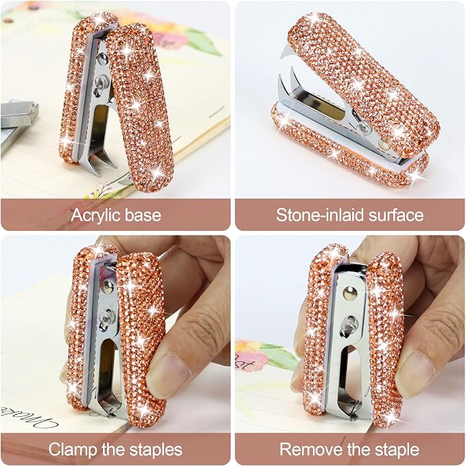 Multibey Rhinestone Staple Remover, Handmade Bling Crystal Cute Staple Remover - Image 2