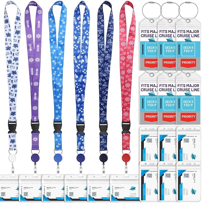 6 Pack Lanyards with Ship Card Holders, Retractable Badge Reels with Waterproof by Billbotk