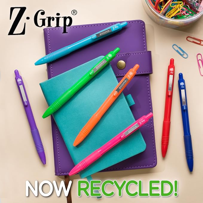 Zebra Pen Z-Grip Recycled Retractable Ballpoint Pens, Durable Metal Clip - Image 6