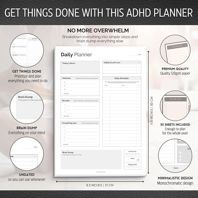 ADHD Daily Planner Notepad for Neurodivergent Adults - Image 2
