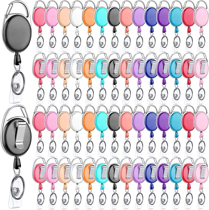 Honoson 110 Pcs Heavy Duty Retractable Badge Reels Batch ID Badge Holder by Honoson