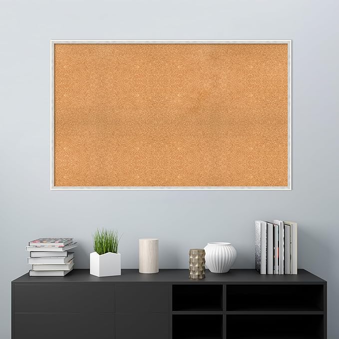 Amanti Art Natural Cork Board for Wall, 33x53 Vision Board with White Frame, Oversize Corkboard Office Decor for Home Organization, Modern Corkboard Pinboard to Display Items for Home Organization in-DeskLoop Office