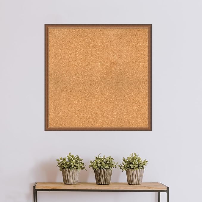 Amanti Art Natural Cork Board for Wall, 36x36 Vision Board with Bronze Frame, Oversize Corkboard Office Decor for Home Organization, Modern Corkboard Pinboard to Display Items for Home Organization-DeskLoop Office