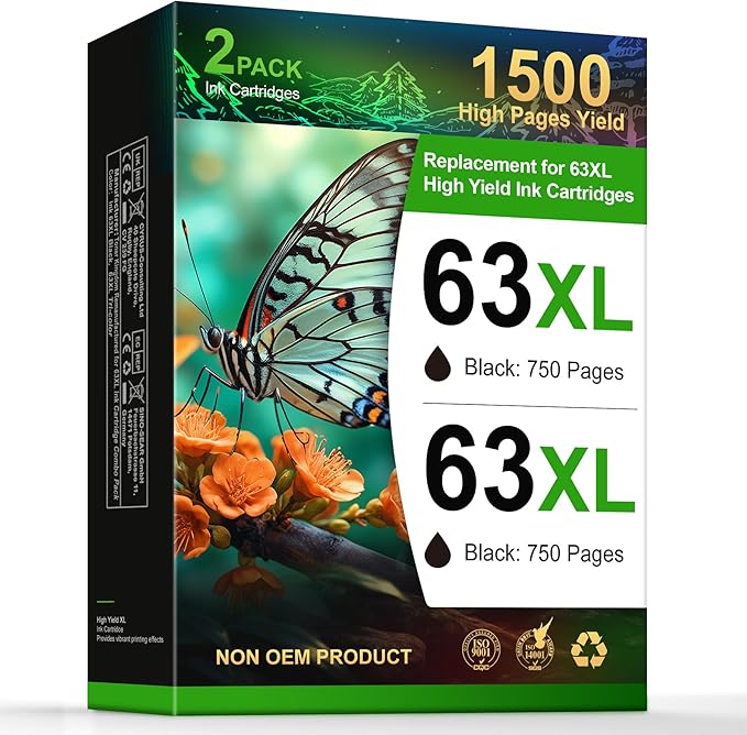 Toner Kingdom 63XL Ink Cartridge Remanufactured for HP Ink 63 XL Black Ink Cartridge High Yield Works with OfficeJet 3830 4630 4650 4655 5252 5255 5258 Envy 4520 4512 DeskJet 1112 2130(2 Black)-DeskLoop Office