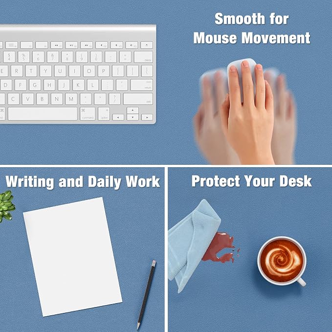 Hsurbtra Desk Pad, 23.6" x 13.8" PU Leather Desk Mat, M Extended Mouse Pad - Image 4