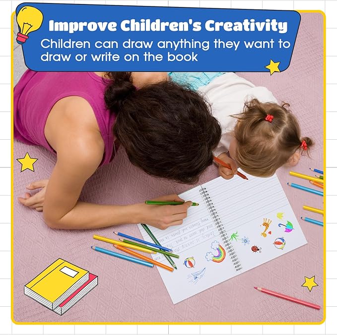 Henoyso 10 Pcs 100/50 Sheets Primary Composition Notebook K-2 Bulk Spiral Primary Journal Drawing Handwriting Practice for Kids Kindergarten 1st 2nd Back to School Supplies (Bright Color,50 Sheets)-DeskLoop Office