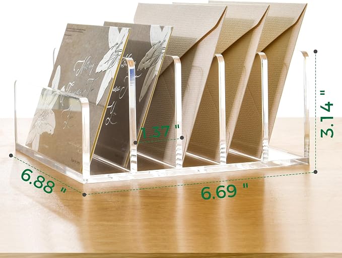 5 Compartments Clear Acrylic Mail Holder – Vertical Letter Sorter & - Image 2