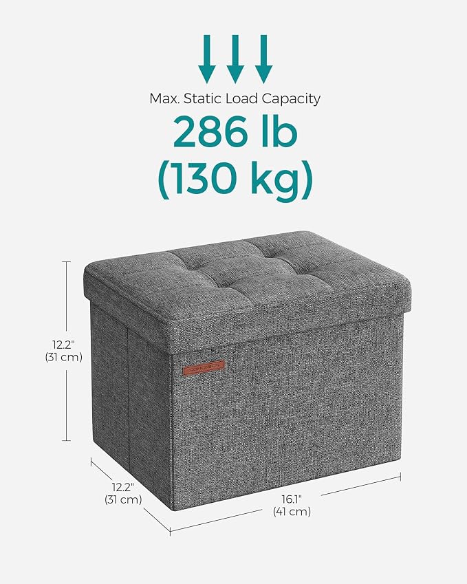 SONGMICS Small Folding Storage Ottoman, Foot Rest Stool, Cube Footrest - Image 3