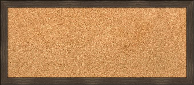 Amanti Art Natural Cork Board for Wall, 14x32 Vision Board with Brown Wood Frame, Medium Corkboard Office Decor for Home Organization, Casual Corkboard Pinboard to display items for home organization-DeskLoop Office