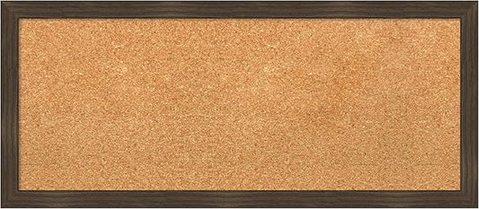 Amanti Art Natural Cork Board for Wall, 14x32 Vision Board with Brown Wood Frame, Medium Corkboard Office Decor for Home Organization, Casual Corkboard Pinboard to display items for home organization-DeskLoop Office