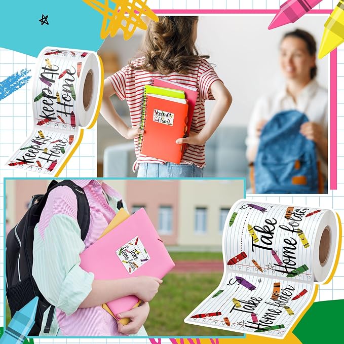 600 Pcs 3 Rolls Student Homework Folder Labels Take Home Folder Return to - Image 5