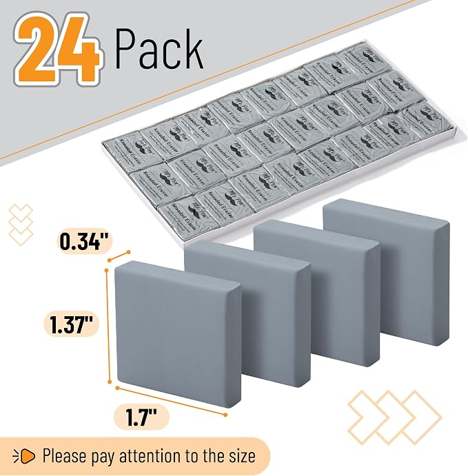 Mr. Pen- Kneaded Erasers, 1.37" x 1.7", 24 Pack, Graphite & Pastel Drawing - Image 2