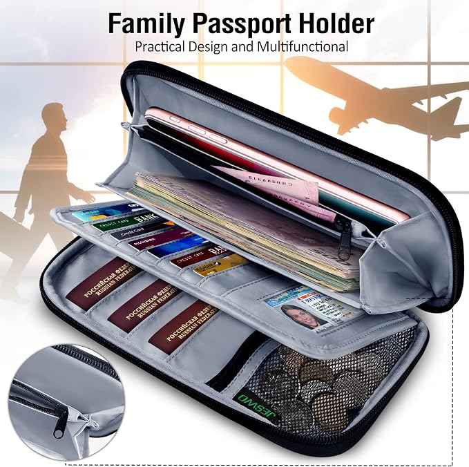 BKNOOU Passport Holder Family Rfid Blocking Travel Document Organizer, Travel - Image 3