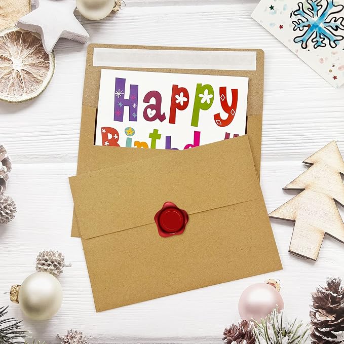 100 Packs Kraft 4x6 Envelopes for Invitation Card, A6 Small Envelopes Self Seal - Image 4