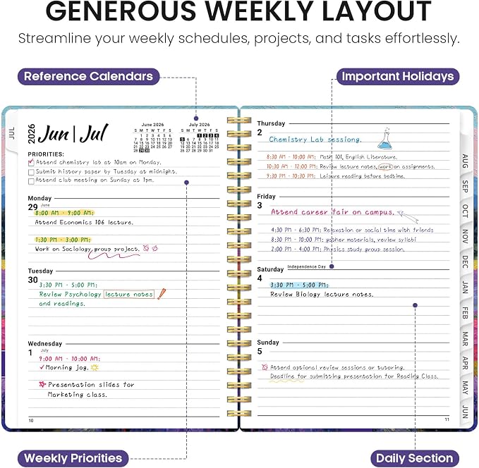 Planner 2026-2027, Academic Year Monthly and Weekly Calendar Planner, Jul 2026 - Image 3