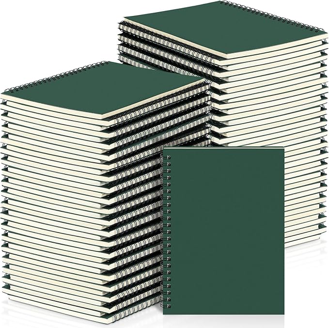 Yahenda 72 Pcs Spiral Notebook Bulk A5 Journal Lined 8.3'' x 5.5'' Writing Composition Paper Small Notepad Subject Notebook for Students Office Business Back to School Supplies (Deep Green)-DeskLoop Office