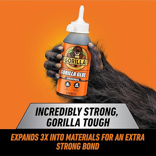 Gorilla Original Gorilla Glue, Brown, Waterproof Polyurethane Glue, 8 Ounce (Pack of 1) - Expands Into Materials, All Purpose-DeskLoop Office