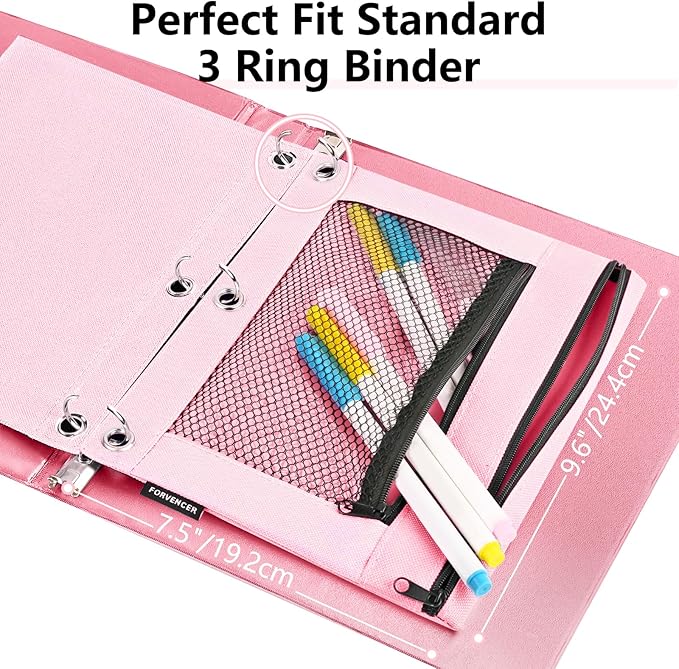 Forvencer Pencil Pouch for 3 Ring Binder, Large Pencil Case Pouch - Image 3