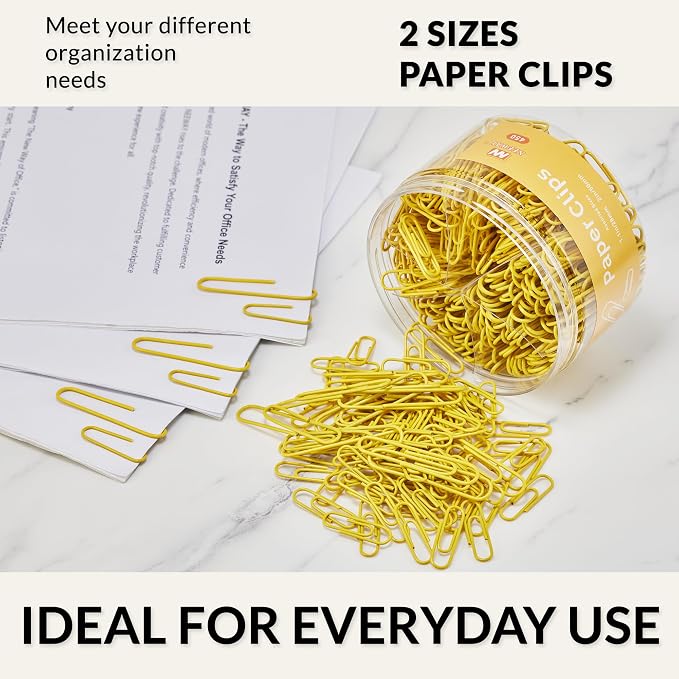 NEEWAY 450pcs Paper Clips Assorted Sizes, Small and Large Paper Clips, Coated - Image 6