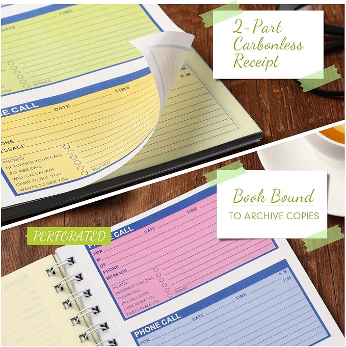 Sinmoe 6 Pcs Spiral Bound Phone Message Book - Image 3