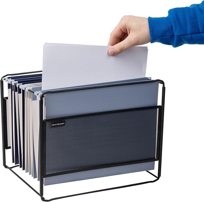 Mind Reader Hanging File Folder Organizer, Desktop Organizer, Metal Mesh - Image 4