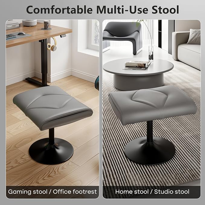 VECELO Foot Rest Under Desk Ottoman, PU Height Adjustable Footrest - Image 4