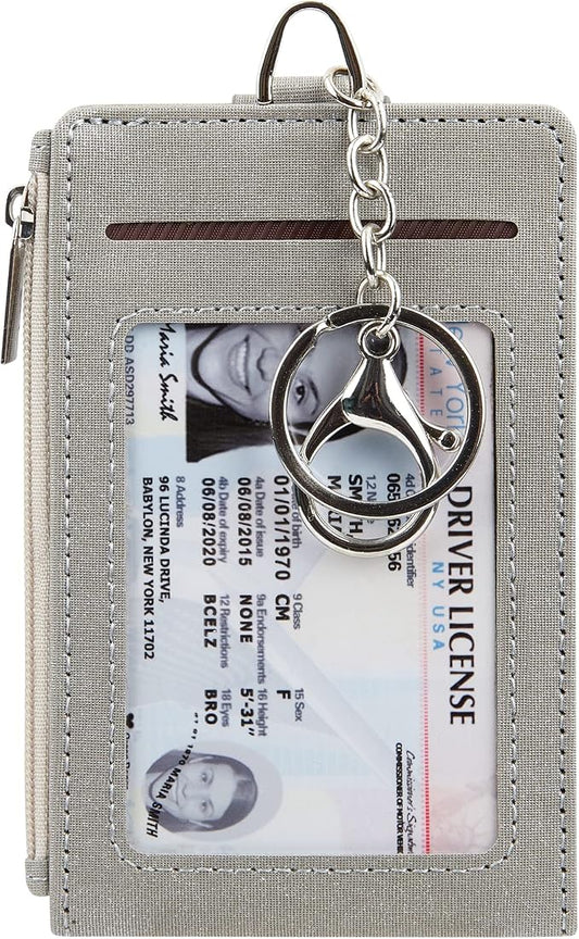 Women & Men Keychain Card Holder Case Zipper Slim Minimalist Front Pocket Wallet by Cynure