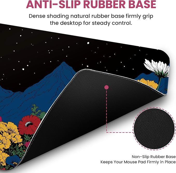 Aesthetic Desk Mat, Cute Girly Floral Desk Pad Protector - Image 3