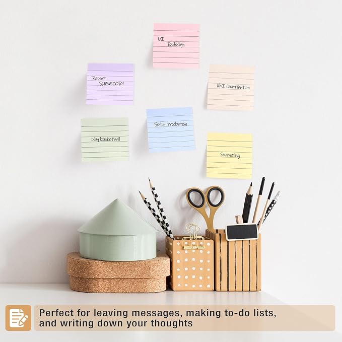 Mr. Pen- Lined Sticky Notes, 12 Pads, 60 Sheets/Pad, Morandi Color | Bulk - Image 4