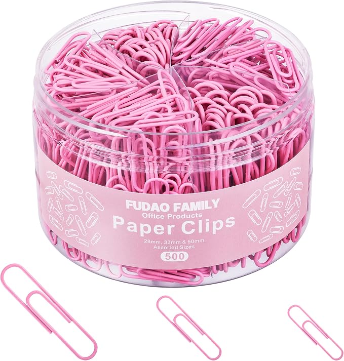 FUDAO FAMILY 500pcs Paper Clips Assorted Sizes, Medium and Large（1.1inch by FUDAOFAMILY
