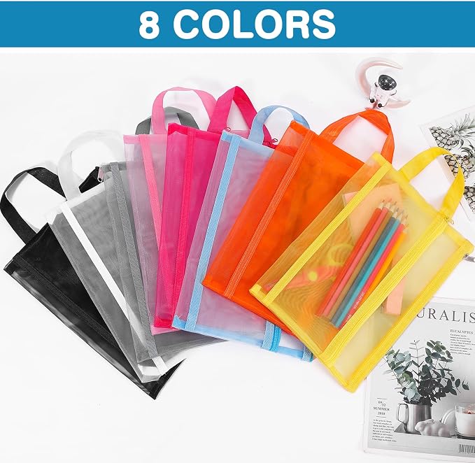 6 Pack Mesh Zipper Pouch Bags, Double Layer Nylon Pouch - Image 2