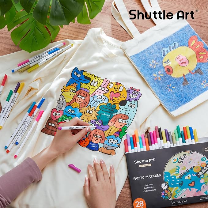 Shuttle Art 28 Colors Fabric Markers, Permanent Markers - Image 7