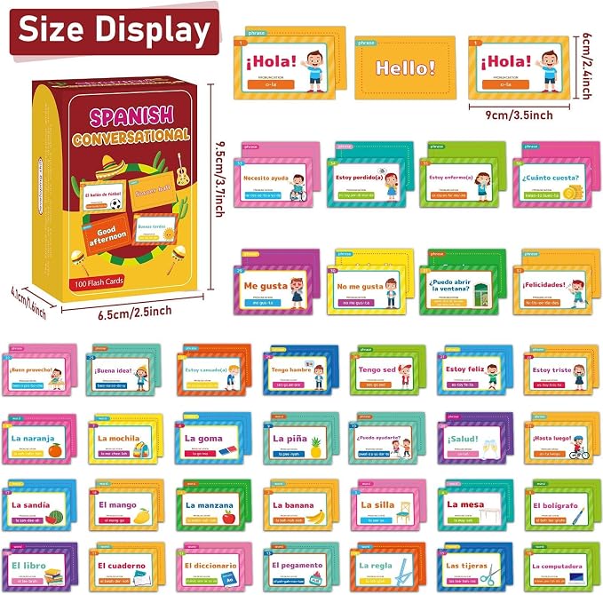 gisgfim 100 Spanish Conversational Phrase Flash Cards Spanish Phrases - Image 2
