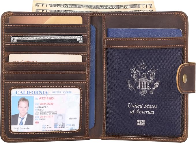 Polare Luxury RFID Blocking Leather Passport Holder Travel Wallet - Image 2
