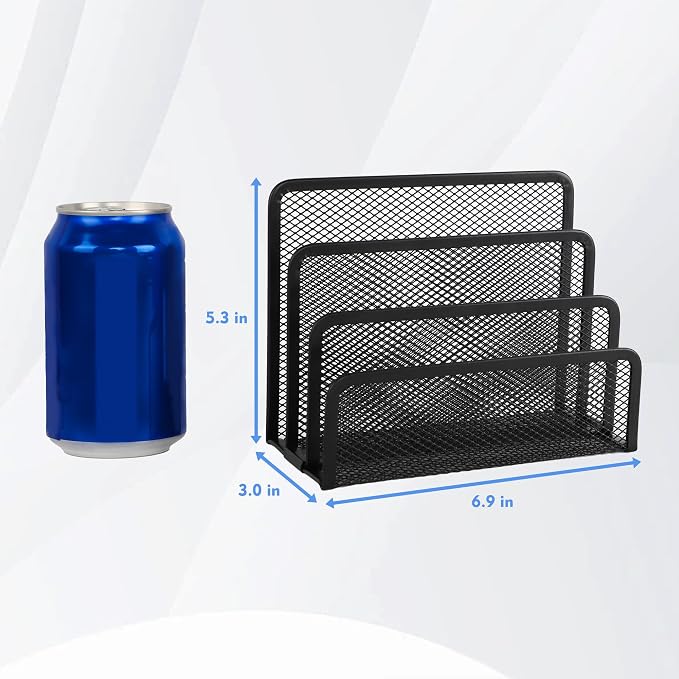 EASEPRES Desk Mail Organizer, Office Small Desktop Metal Mesh Envelope Letter - Image 2