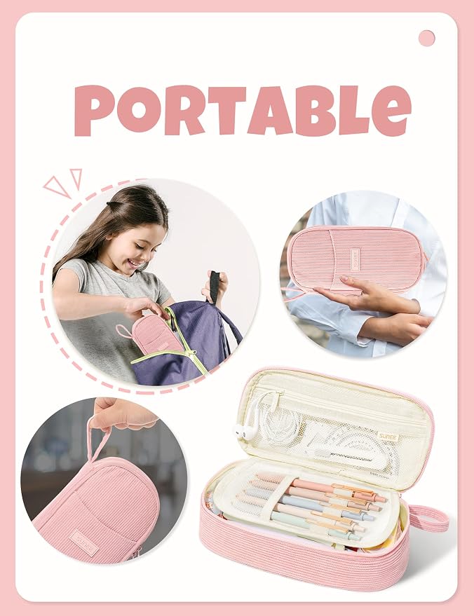 SUNEE Cute Pencil Case, Large Pencil Pouch, Aesthetic Big Pencil Bag - Image 7