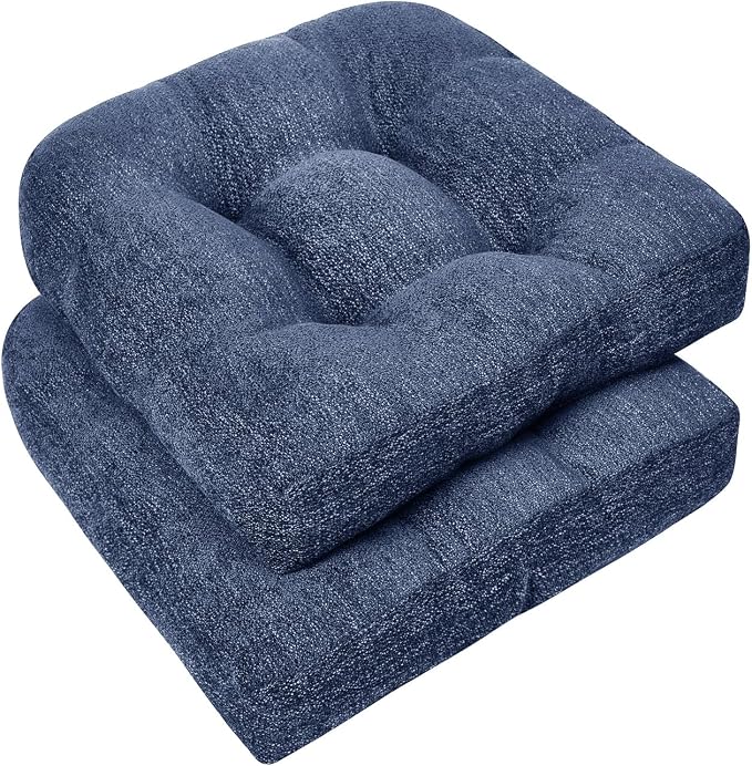 downluxe Chair Cushions for Dining Chairs 2 Pack, Tufted Indoor Chair Pads by Downluxe