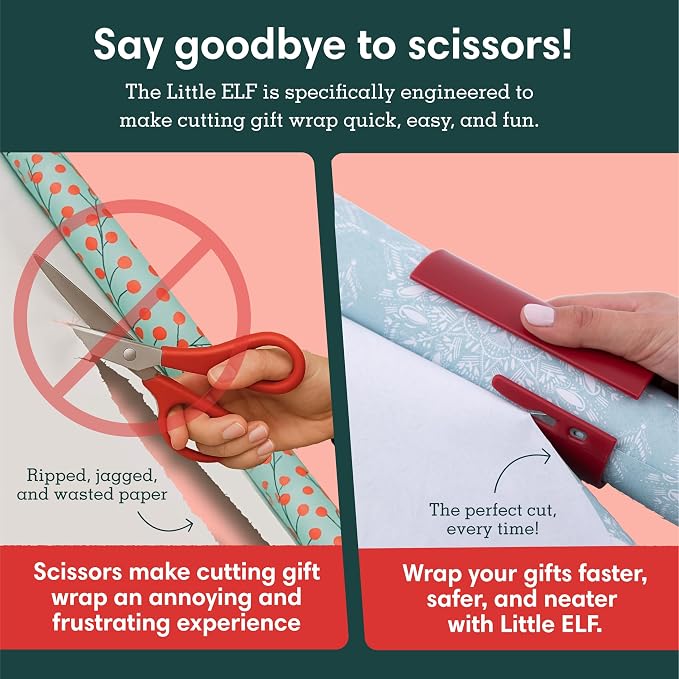 Little ELF Wrapping Paper Cutter | Red Christmas Gift Wrap Cutter | As seen on - Image 3